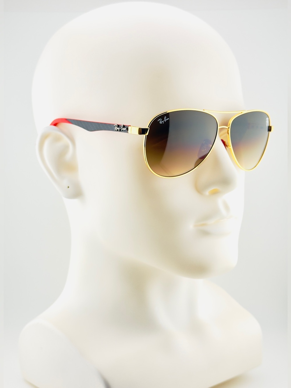 Ray-Ban Scuderia Ferrari Sunglasses RB8313M Gold Frame Brown Gradient Lenses - Picture 2 of 15